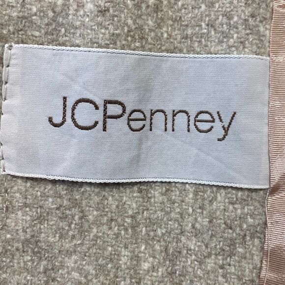 JCPenney Women's Beige Long Sleeve Tie Waist Button Up Trench Coat Jacket Size M - Picture 4 of 5